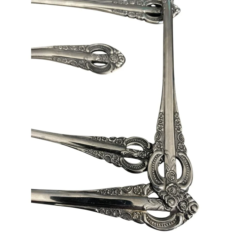 NATIONAL STAINLESS Japan flatware LOT 7 fork spoon knife Handle‎ Detail Floral